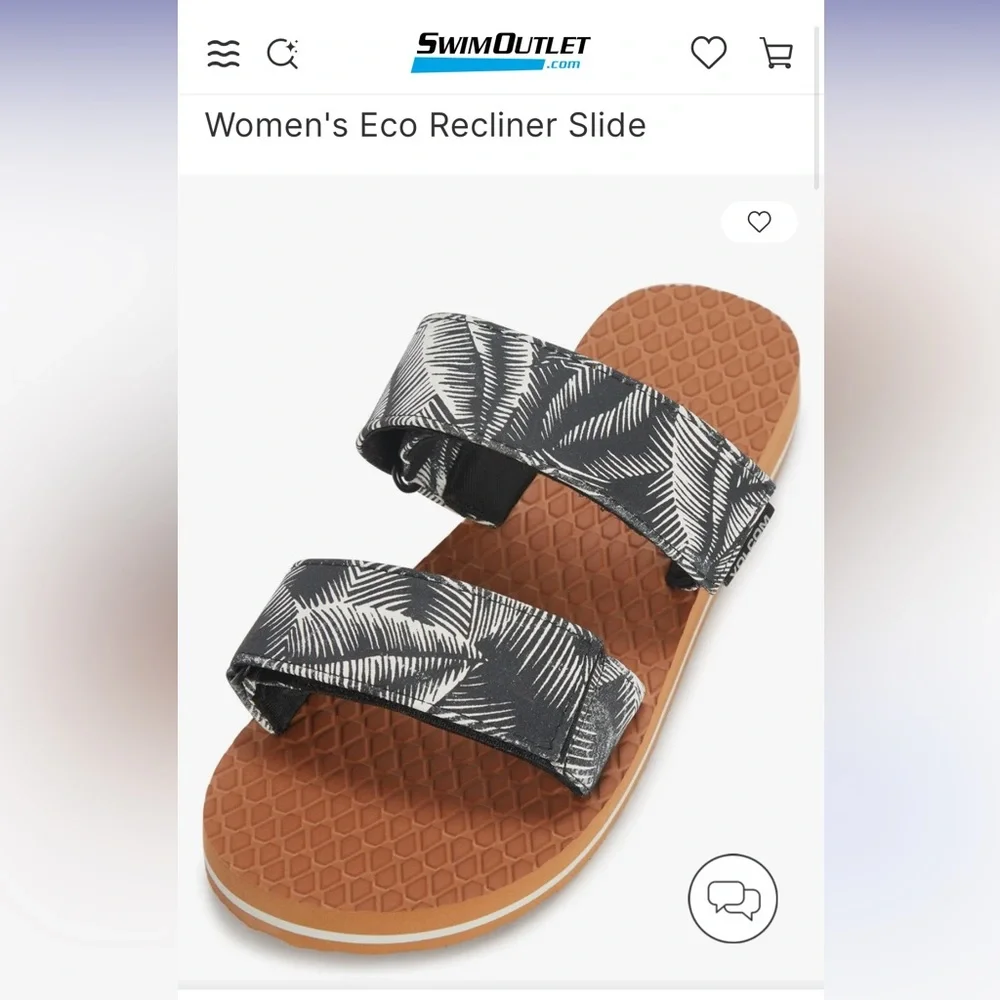 Volcom Palm Leaf Eco Recliner Sandals - Black and White - Picture 1 of 8